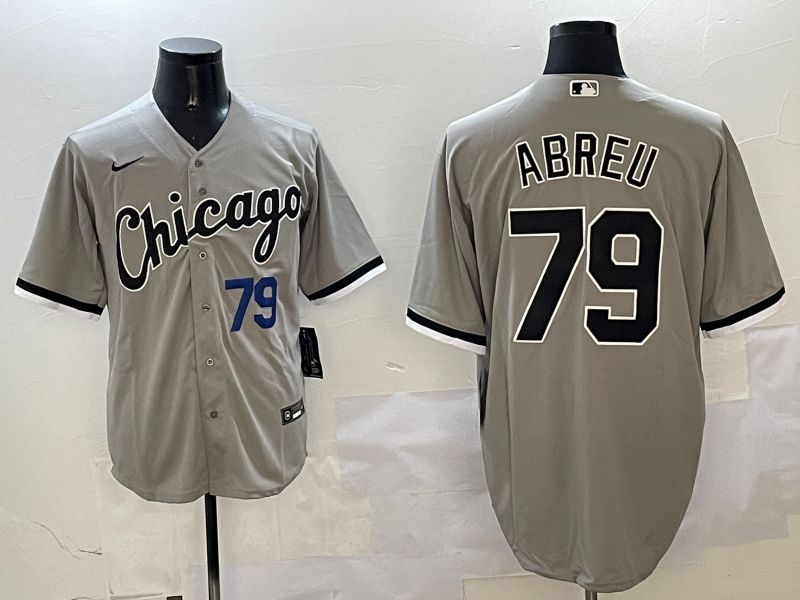 Men Chicago White Sox #79 Abreu Grey Game 2025 Nike MLB Jersey style 3